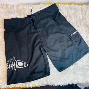 Tormenter Board Shorts Mens Size 40 Black Cargo Bone Fish Surf Beach